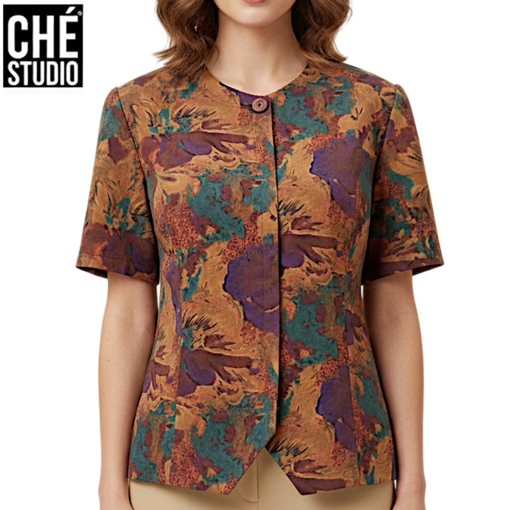 NEW Che Studio Tropical Romance Short Sleeve Blouse Size M